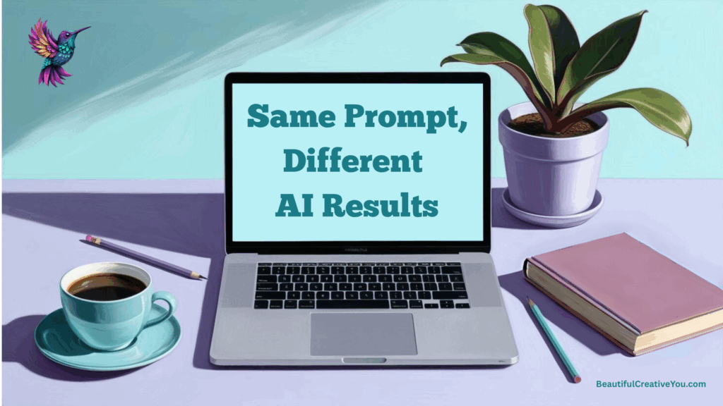 Desk layout created in Canva showing a book with a missing spine — nearly perfect composition except for the missing detail.