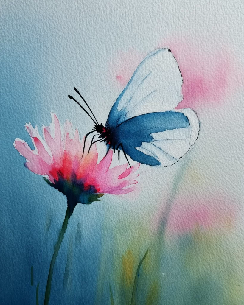 AI prompt example butterfly watercolor illustration