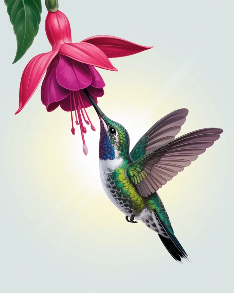 AI prompt example hummingbird vibrant colors illustration