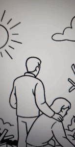 Same cropped coloring page section after using an AI edit tool — the arm is now positioned naturally, showing how small fixes can make a big difference without having to recreate the entire image.