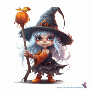 witch-image-fail-before → “AI illustration of a Halloween witch holding a staff, hand facing the wrong direction – MidJourney fail example.
