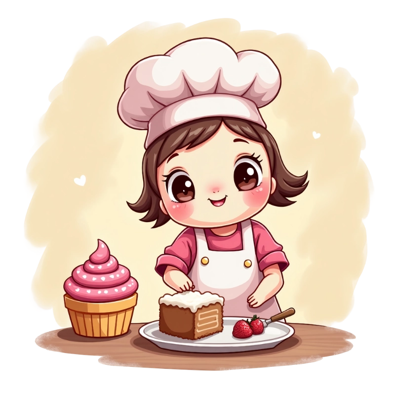 AI generated baker illustration scene with multiple baking objects