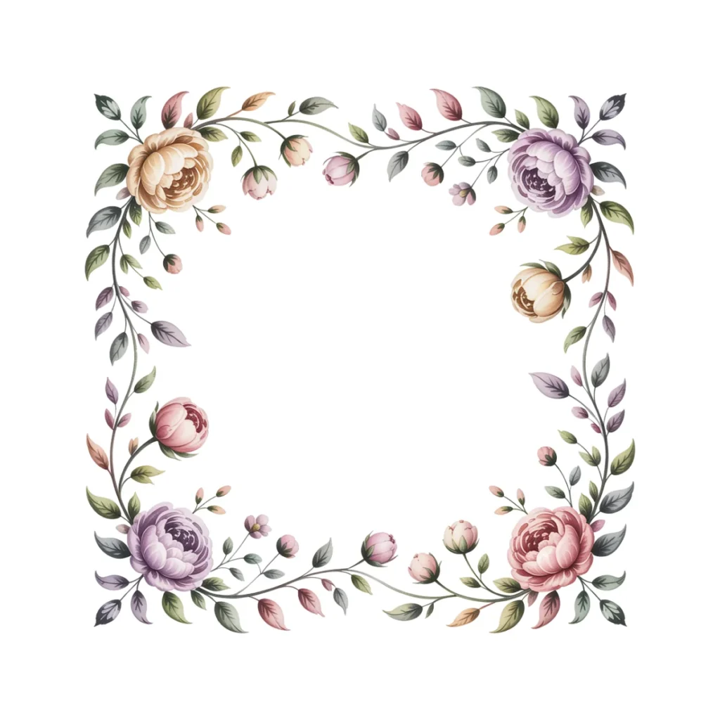 Decorative floral frame generated with an AI image prompt
