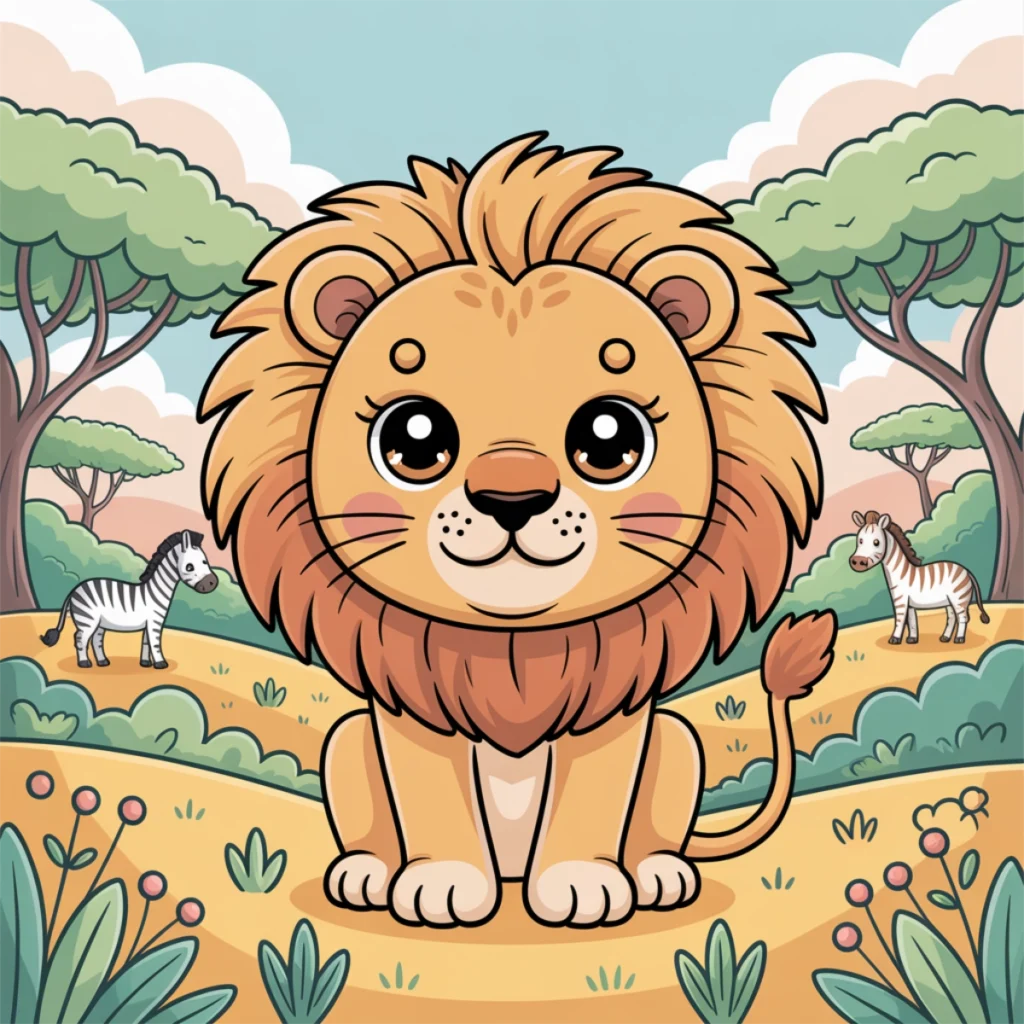 Lion storybook illustration art created with an AI prompt