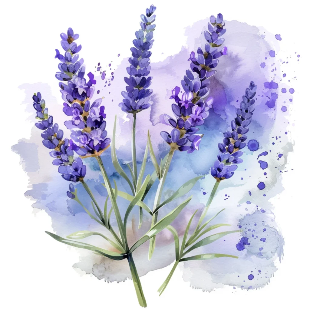 Watercolor lavender flowers created using an AI art prompt