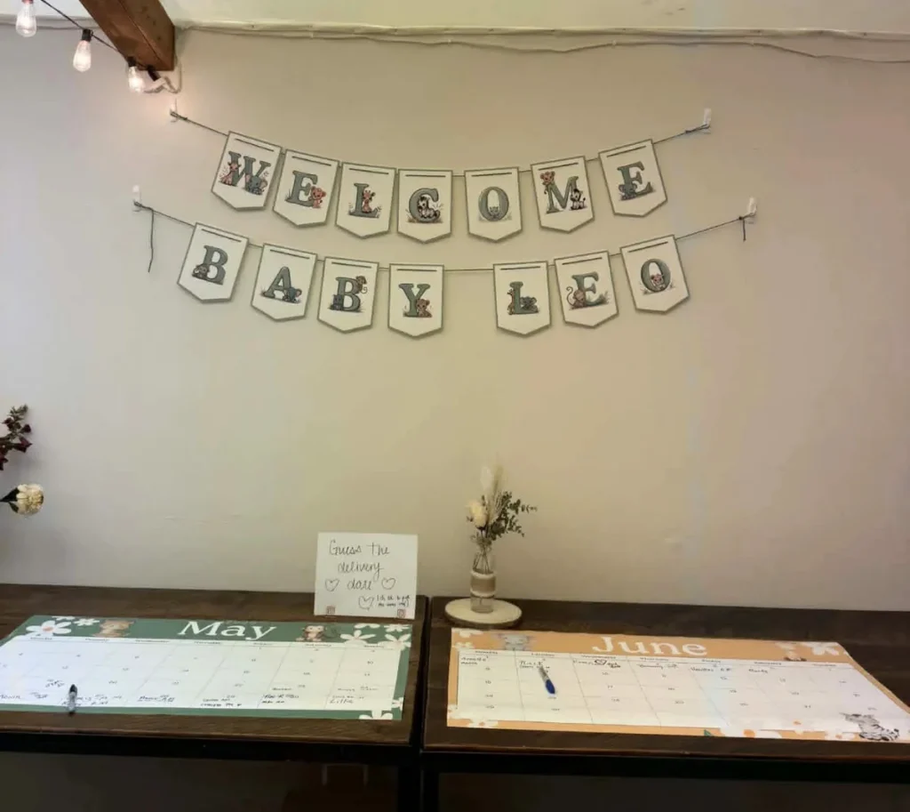 Printable bunting banner for a baby shower illustrating projects you can make with AI images.